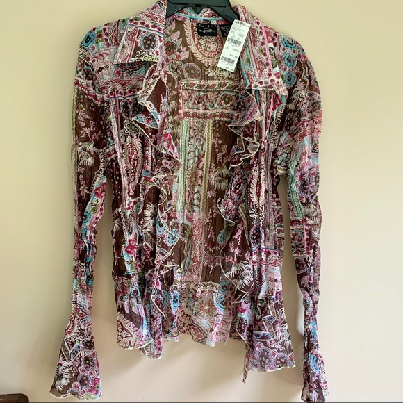 NWT Ruffled Button-down Blouse - Picture 1 of 3